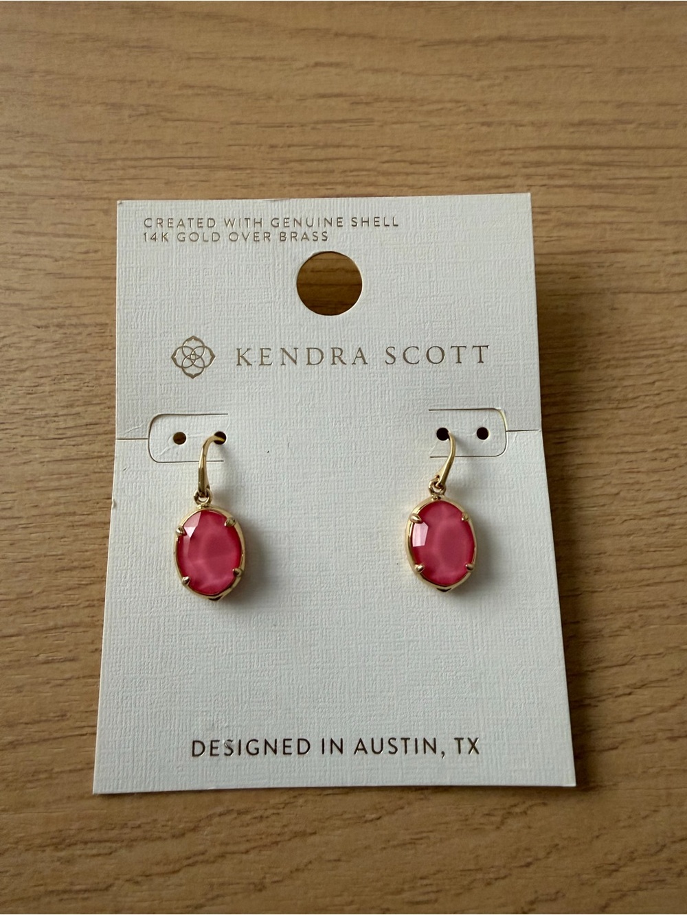 Kendra Scott Pink Gold Oval Dangle Earrings